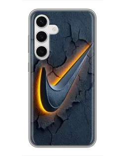 Чехол для Samsung Galaxy S24 с картинкой «Объемный логотип Найк»