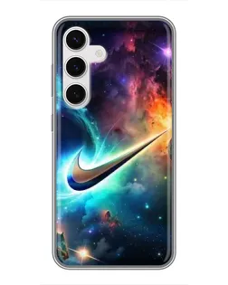 Чехол для Samsung Galaxy S24 с картинкой «Космический Nike Swoosh»