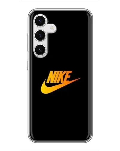 Чехол для Samsung Galaxy S24 с картинкой «Золотой логотип Nike»