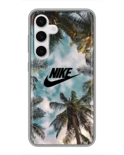 Чехол для Samsung Galaxy S24 с картинкой «Тропический принт Nike»