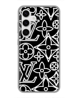 Чехол для Samsung Galaxy S24 с картинкой «Черно-белый узор LV» Чехол для Samsung Galaxy S24 с картинкой «Черно-белый узор LV»