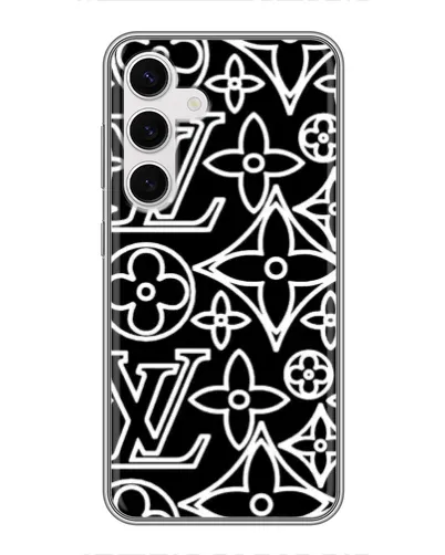 Чехол для Samsung Galaxy S24 с картинкой «Черно-белый узор LV»