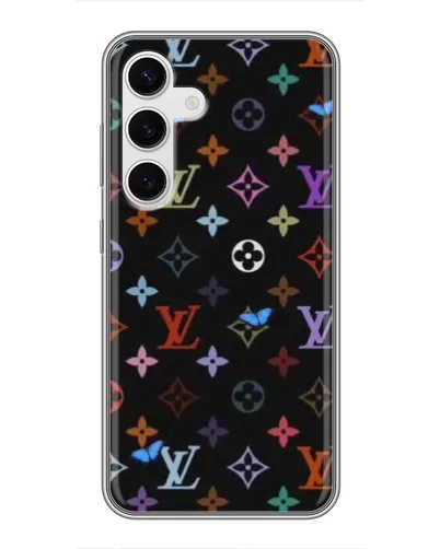 Чехол для Samsung Galaxy S24 с картинкой «Цветная монограмма LV»