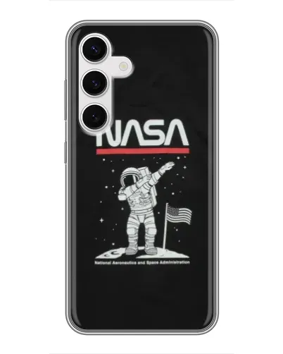 Чехол для Samsung Galaxy S24 с картинкой «NASA — шагаем по Луне»