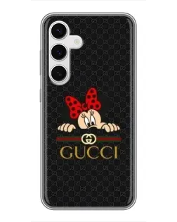 Чехол для Samsung Galaxy S24 с картинкой «Минни Маус Gucci — черный»