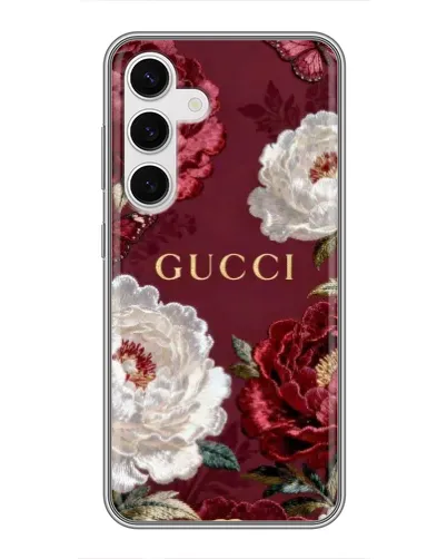 Чехол для Samsung Galaxy S24 с картинкой «Gucci — бордовые розы» Чехол для Samsung Galaxy S24 с картинкой «Gucci — бордовые розы»
