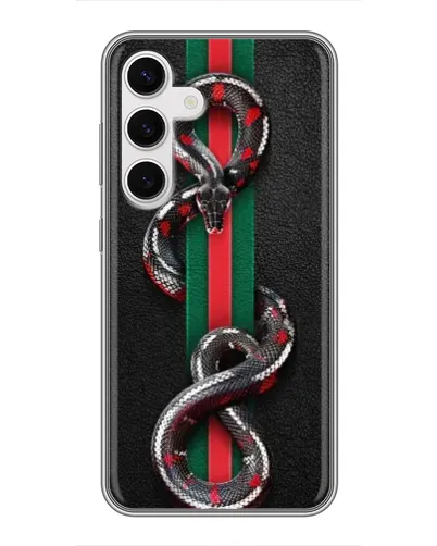 Чехол для Samsung Galaxy S24 с картинкой «Gucci — змея на полосе» Чехол для Samsung Galaxy S24 с картинкой «Gucci — змея на полосе»