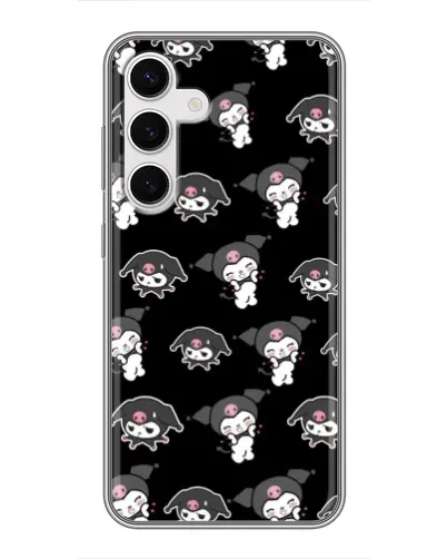 Чехол для Samsung Galaxy S24 с картинкой «Черный паттерн Kuromi»