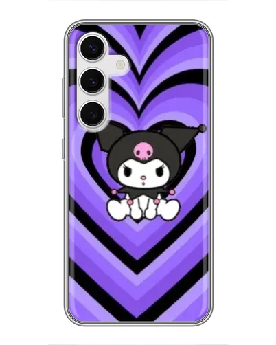 Чехол для Samsung Galaxy S24 с картинкой «Kuromi и фиолетовые сердца»