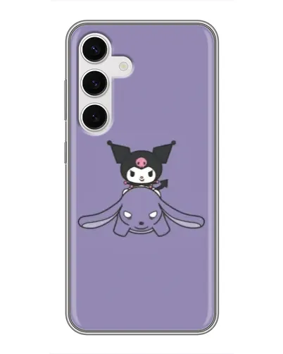 Чехол для Samsung Galaxy S24 с картинкой «Kuromi на лиловом фоне»