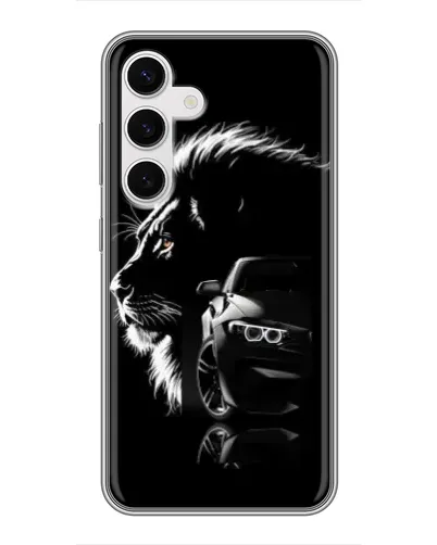 Чехол для Samsung Galaxy S24 с картинкой «BMW и лев» Чехол для Samsung Galaxy S24 с картинкой «BMW и лев»