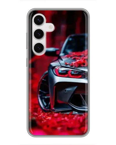 Чехол для Samsung Galaxy S24 с картинкой «Спортивная BMW и цветы» Чехол для Samsung Galaxy S24 с картинкой «Спортивная BMW и цветы»