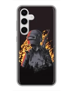 Чехол для Samsung Galaxy S24 с картинкой «PUBG — огненный силуэт» Чехол для Samsung Galaxy S24 с картинкой «PUBG — огненный силуэт»