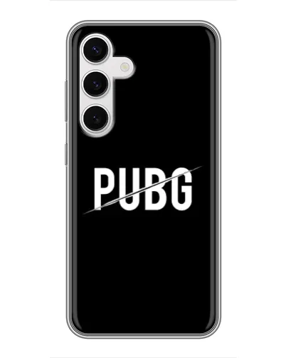 Чехол для Samsung Galaxy S24 с картинкой «PUBG — белый логотип»