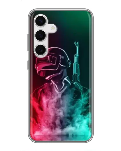 Чехол для Samsung Galaxy S24 с картинкой «PUBG — огненный воин»