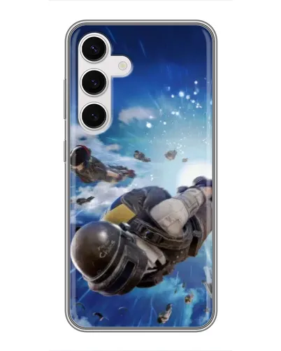 Чехол для Samsung Galaxy S24 с картинкой «Десант PUBG — прыжок»