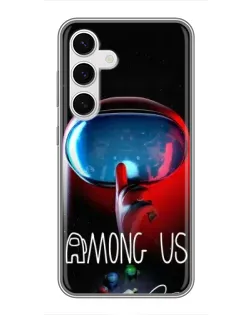Чехол для Samsung Galaxy S24 с картинкой «Красный импостер — макро»