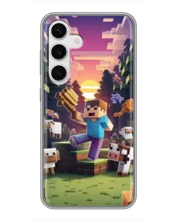 Чехол для Samsung Galaxy S24 с картинкой «Стив на ферме»