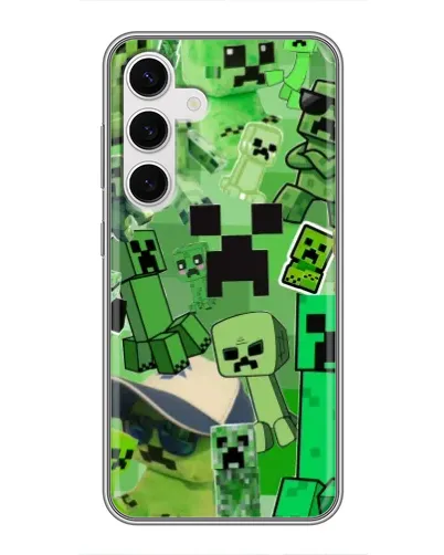 Чехол для Samsung Galaxy S24 с картинкой «Криперы Minecraft»