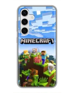 Чехол для Samsung Galaxy S24 с картинкой «Minecraft классический мир»