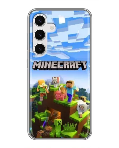 Чехол для Samsung Galaxy S24 с картинкой «Minecraft классический мир»