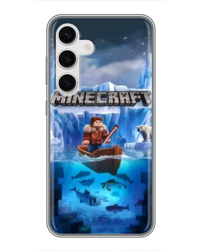 Чехол для Samsung Galaxy S24 с картинкой «Minecraft ледяной мир»