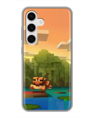 Чехол для Samsung Galaxy S24 с картинкой «Майнкрафт закат солнца»