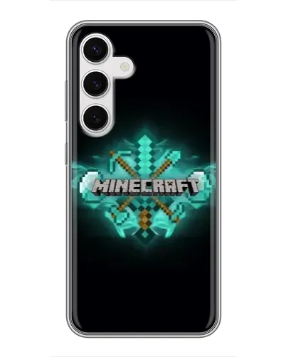 Чехол для Samsung Galaxy S24 с картинкой «Minecraft Diamond лого»