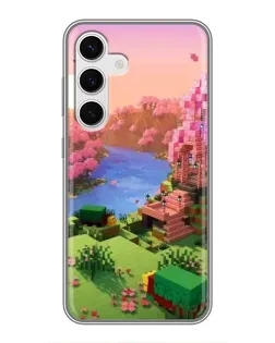 Чехол для Samsung Galaxy S24 с картинкой «Розовое дерево Minecraft»