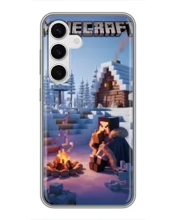 Чехол для Samsung Galaxy S24 с картинкой «Зимний Minecraft»