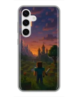 Чехол для Samsung Galaxy S24 с картинкой «Стив у башни»