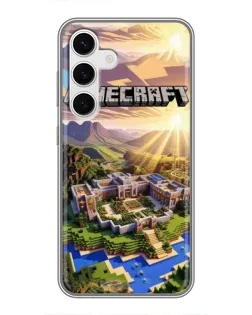 Чехол для Samsung Galaxy S24 с картинкой «Minecraft панорама»
