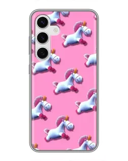 Чехол для Samsung Galaxy S24 с картинкой «Единороги на розовом»