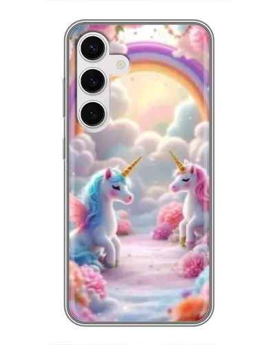 Чехол для Samsung Galaxy S24 с картинкой «Радуга и единороги» Чехол для Samsung Galaxy S24 с картинкой «Радуга и единороги»