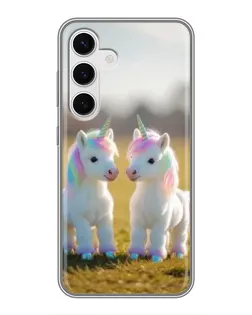 Чехол для Samsung Galaxy S24 с картинкой «Пара единорогов»