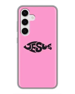 Чехол для Samsung Galaxy S24 с картинкой «Розовый символ  Jesus»