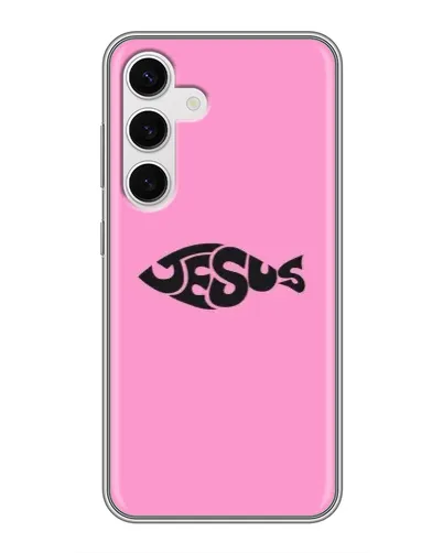 Чехол для Samsung Galaxy S24 с картинкой «Розовый символ  Jesus»