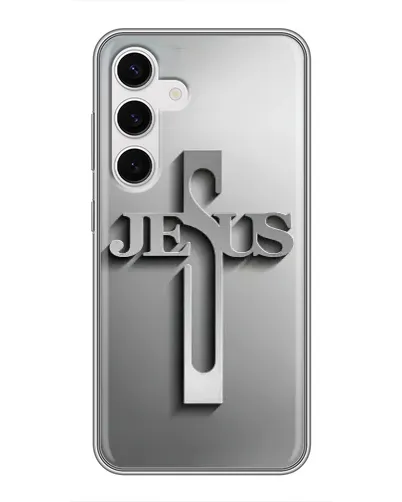 Чехол для Samsung Galaxy S24 с картинкой «Металлический крест Jesus» Чехол для Samsung Galaxy S24 с картинкой «Металлический крест Jesus»