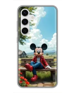 Чехол для Samsung Galaxy S24 с картинкой «Микки на скамейке»