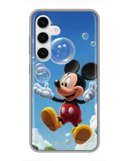 Чехол для Samsung Galaxy S24 с картинкой «Mickey и мыльные пузыри»