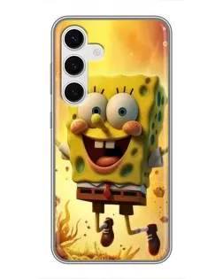 Чехол для Samsung Galaxy S24 с картинкой «Губка Боб прыгает»