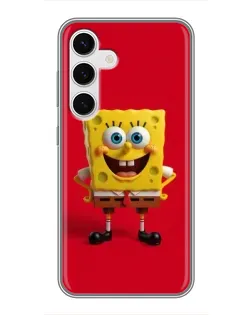 Чехол для Samsung Galaxy S24 с картинкой «Спанч Боб на красном»