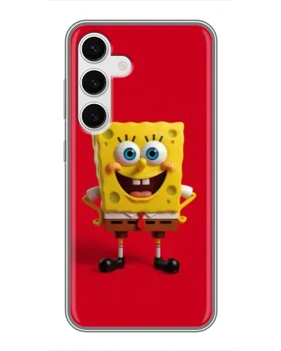 Чехол для Samsung Galaxy S24 с картинкой «Спанч Боб на красном»