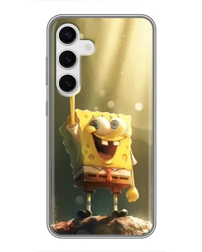 Чехол для Samsung Galaxy S24 с картинкой «Сияющий Спанч Боб»
