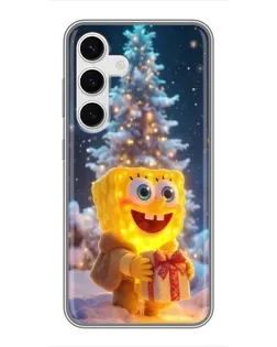 Чехол для Samsung Galaxy S24 с картинкой «Рождественский Спанч Боб»