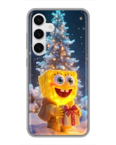 Чехол для Samsung Galaxy S24 с картинкой «Рождественский Спанч Боб»