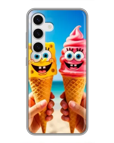 Чехол для Samsung Galaxy S24 с картинкой «Спанч Боб мороженое»