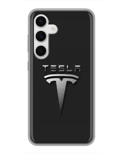 Чехол для Samsung Galaxy S24 с картинкой «Стальной логотип Tesla» Чехол для Samsung Galaxy S24 с картинкой «Стальной логотип Tesla»