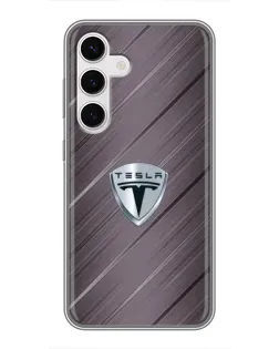 Чехол для Samsung Galaxy S24 с картинкой «Металлическая текстура Tesla» Чехол для Samsung Galaxy S24 с картинкой «Металлическая текстура Tesla»