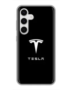 Чехол для Samsung Galaxy S24 с картинкой «Tesla White Logo» Чехол для Samsung Galaxy S24 с картинкой «Tesla White Logo»